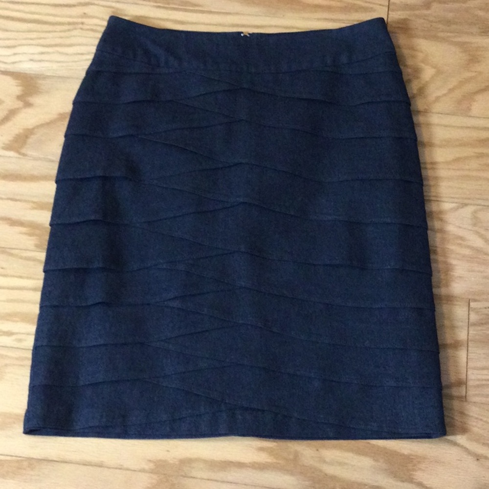 6 Tribal Blue Jean Layered Pencil Skirt